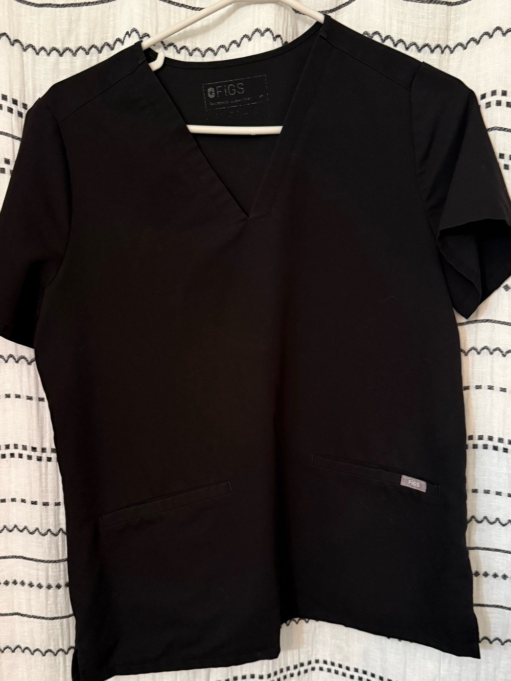Figs Black Short-Sleeve V-Neck Scrub Top